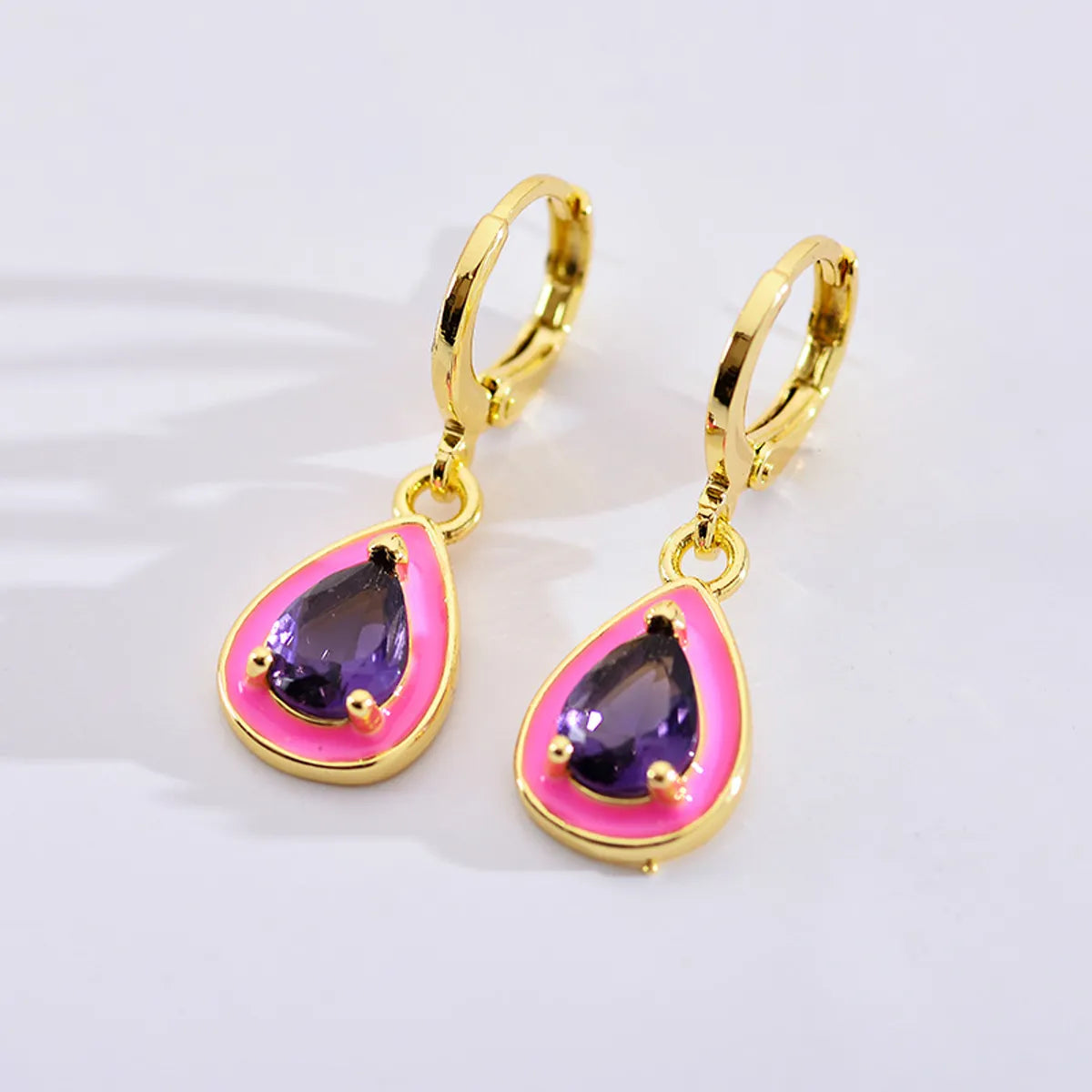 1 Pair Cute Water Droplets Stainless Steel Polishing Inlay Zircon Drop Earrings