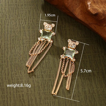 1 Pair Cute Xuping Bear Tassel Plating Inlay Alloy Copper Alloy Artificial Gemstones 18k Gold Plated Drop Earrings