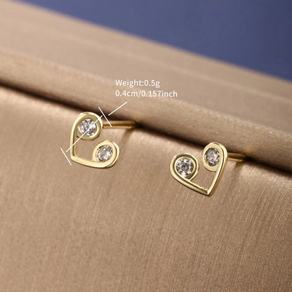 1 Pair Cute Xuping Simple Style Heart Shape Windmill Bird Plating Inlay Alloy Copper Alloy Artificial Gemstones 14k Gold Plated Ear Studs