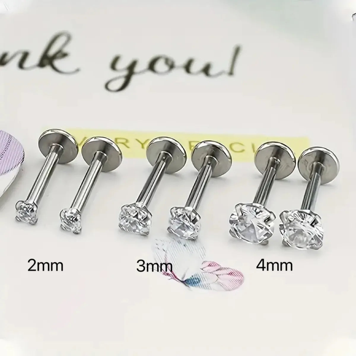 1 Pair Ear Cartilage Rings & Studs Nordic Style Simple Style Classic Style Geometric 316L Stainless Steel  Irregular Inlay Zircon Lip Rings Ear Cartilage Rings & Studs Nose Rings & Studs