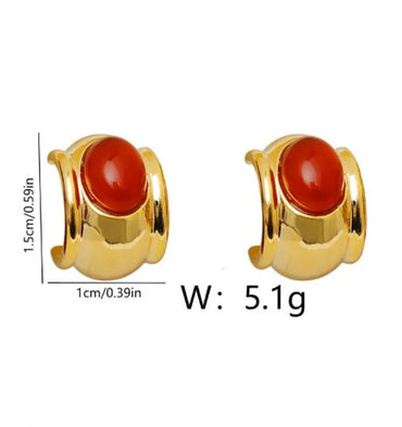 1 Pair Elegant Artistic C Shape Inlay Copper Zircon 18K Gold Plated Ear Studs