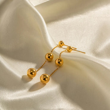 1 Pair Elegant Ball Stainless Steel Plating 18k Gold Plated Drop Earrings