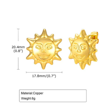 1 Pair Elegant Basic Classic Style Sun 201 Stainless Steel Gold Plated Ear Studs