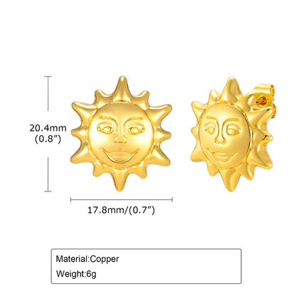 1 Pair Elegant Basic Classic Style Sun 201 Stainless Steel Gold Plated Ear Studs