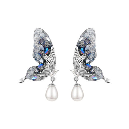 1 Pair Elegant Basic Lady Geometric Flower Butterfly Inlay Alloy Artificial Crystal Drop Earrings