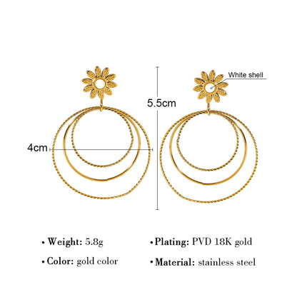 1 Pair Elegant Basic Streetwear Circle Plating Stainless Steel Drop Earrings