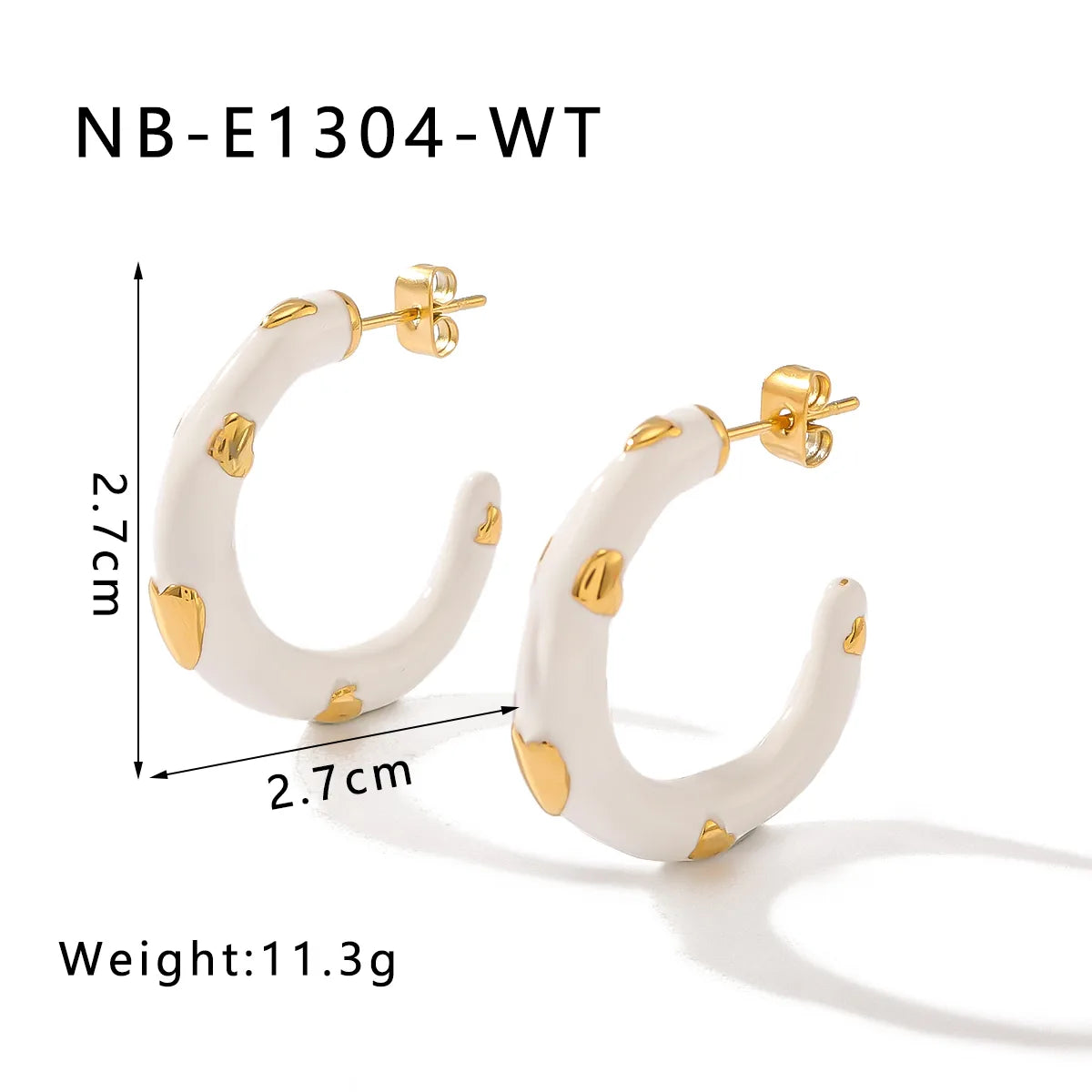 1 Pair Elegant Beach C Shape Heart Shape Plating 304 Stainless Steel 18K Gold Plated Ear Studs