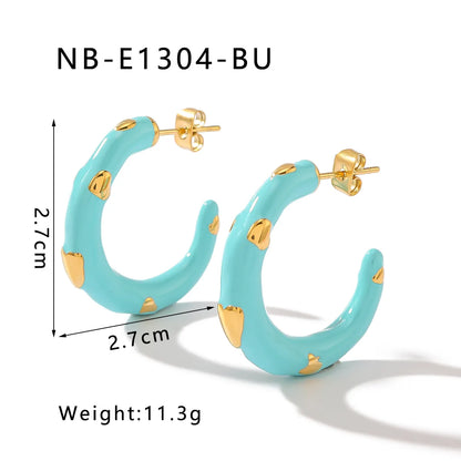 1 Pair Elegant Beach C Shape Heart Shape Plating 304 Stainless Steel 18K Gold Plated Ear Studs