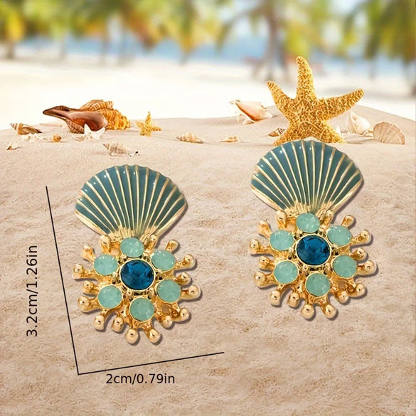 1 Pair Elegant Beach Shell Acrylic Zinc Alloy Drop Earrings
