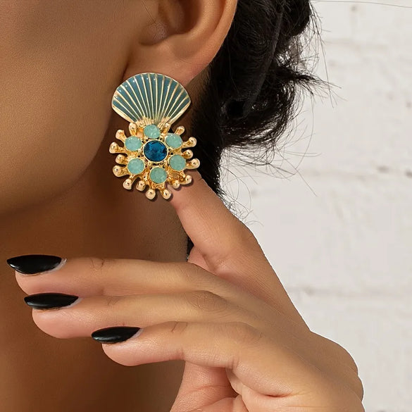 1 Pair Elegant Beach Shell Acrylic Zinc Alloy Drop Earrings