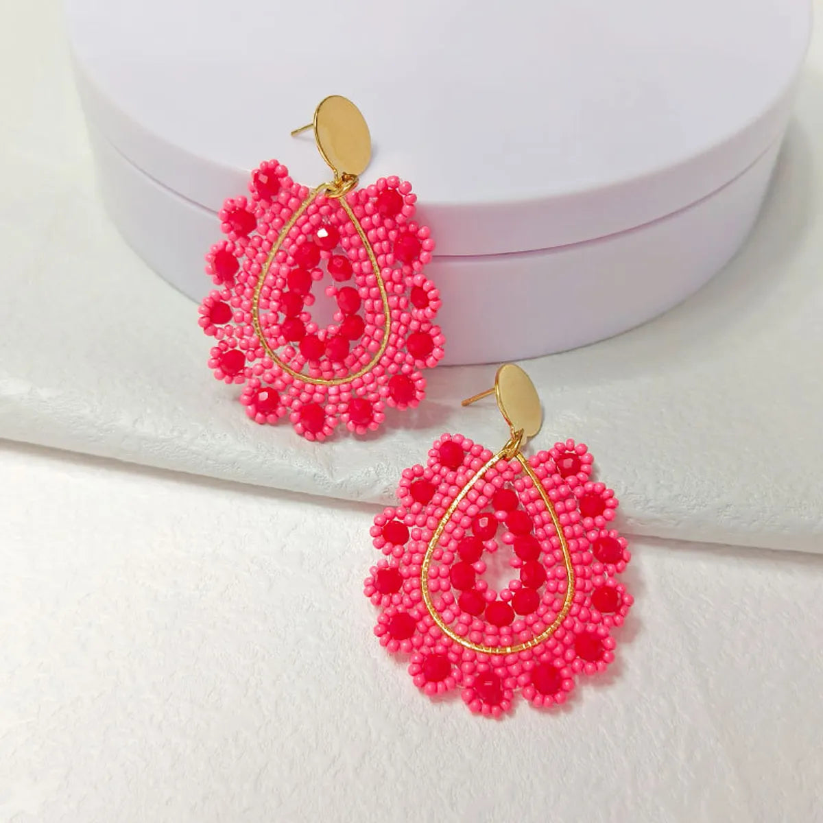 1 Pair Elegant Bohemian Sweet Water Droplets Glass Seed Bead Drop Earrings