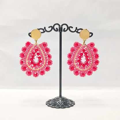 1 Pair Elegant Bohemian Sweet Water Droplets Glass Seed Bead Drop Earrings