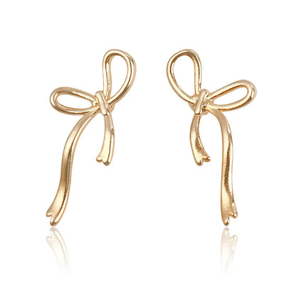 1 Pair Elegant Bow Knot Alloy Plastic Ear Studs