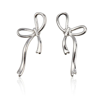 1 Pair Elegant Bow Knot Alloy Plastic Ear Studs