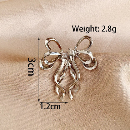 1 Pair Elegant Bow Knot Alloy White Gold Plated Ear Studs