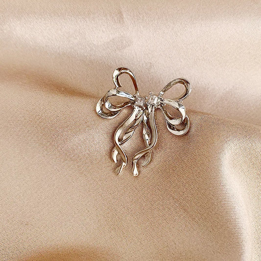 1 Pair Elegant Bow Knot Alloy White Gold Plated Ear Studs