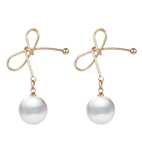 1 Pair Elegant Bow Knot Copper Drop Earrings