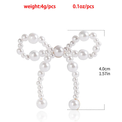 1 Pair Elegant Bow Knot Inlay Imitation Pearl Alloy Pearl Ear Studs