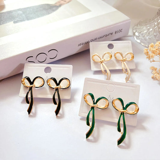 1 Pair Elegant Bow Knot Plating Alloy Ear Studs