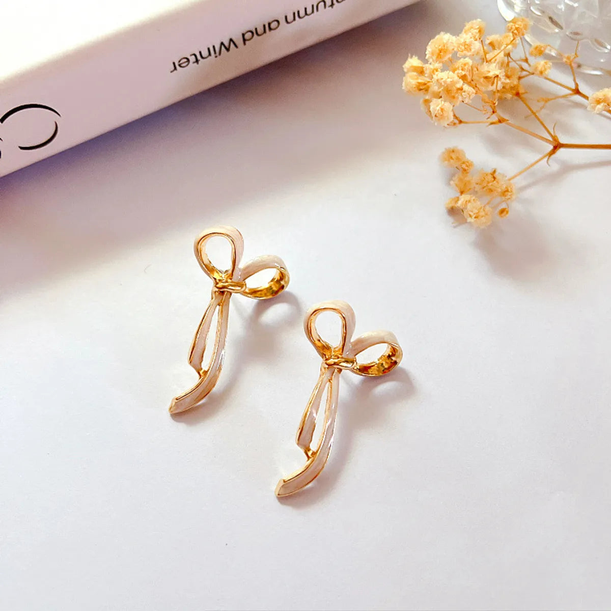 1 Pair Elegant Bow Knot Plating Alloy Ear Studs