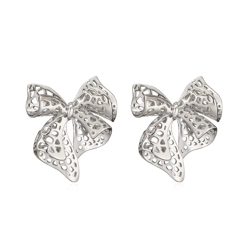 1 Pair Elegant Bow Knot Plating Inlay Copper Zircon Gold Plated Ear Studs