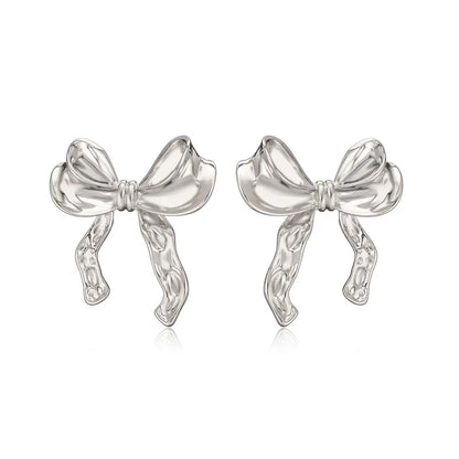 1 Pair Elegant Bow Knot Plating Inlay Copper Zircon Gold Plated Ear Studs