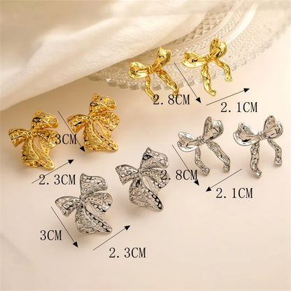 1 Pair Elegant Bow Knot Plating Inlay Copper Zircon Gold Plated Ear Studs