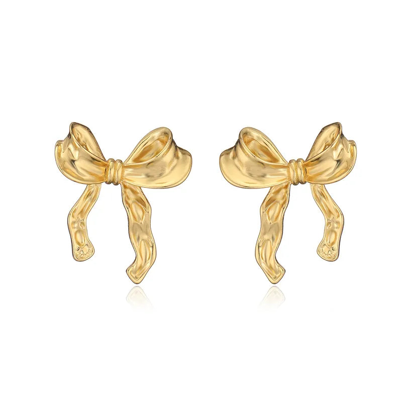 1 Pair Elegant Bow Knot Plating Inlay Copper Zircon Gold Plated Ear Studs