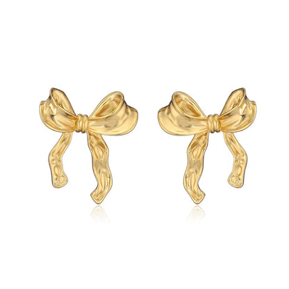 1 Pair Elegant Bow Knot Plating Inlay Copper Zircon Gold Plated Ear Studs