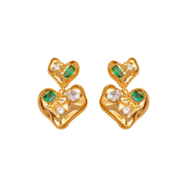 1 Pair Elegant Business Heart Shape Plating Inlay Copper Zircon 18K Gold Plated Drop Earrings