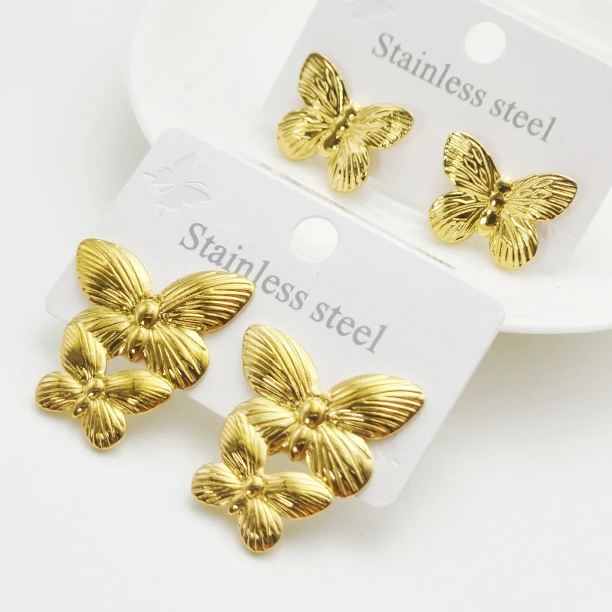 1 Pair Elegant Butterfly Bow Knot 304 Stainless Steel 18K Gold Plated Ear Studs