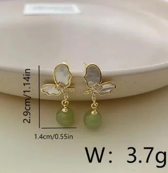 1 Pair Elegant Butterfly Copper 18K Gold Plated Drop Earrings