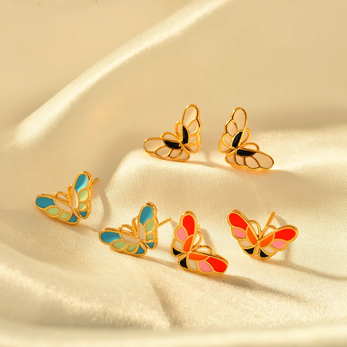 1 Pair Elegant Butterfly Copper Ear Studs