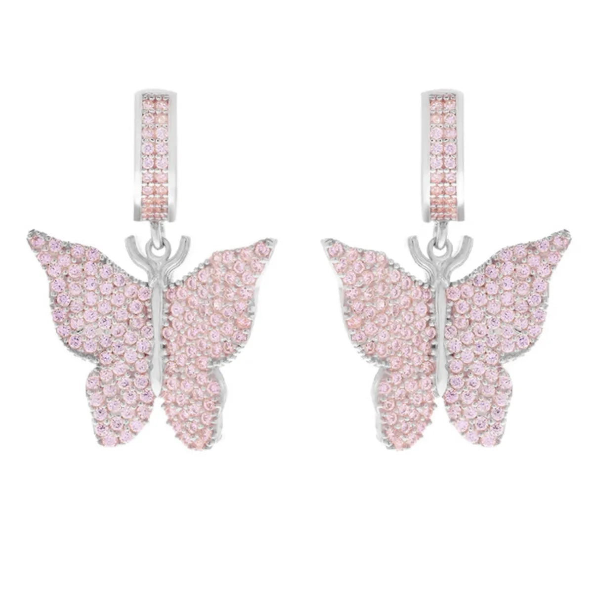 1 Pair Elegant Butterfly Copper Inlay Zircon Earrings