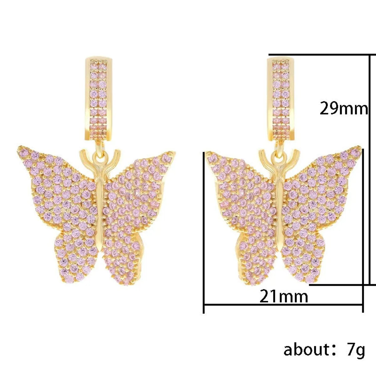 1 Pair Elegant Butterfly Copper Inlay Zircon Earrings