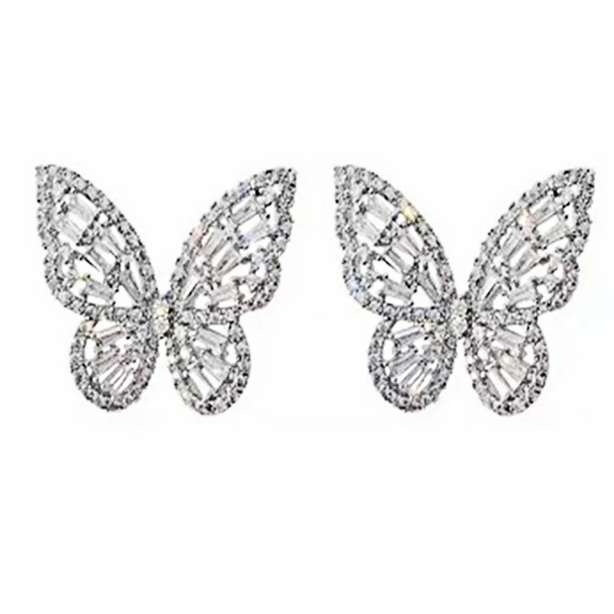 1 Pair Elegant Butterfly Inlay Copper Zircon Ear Studs