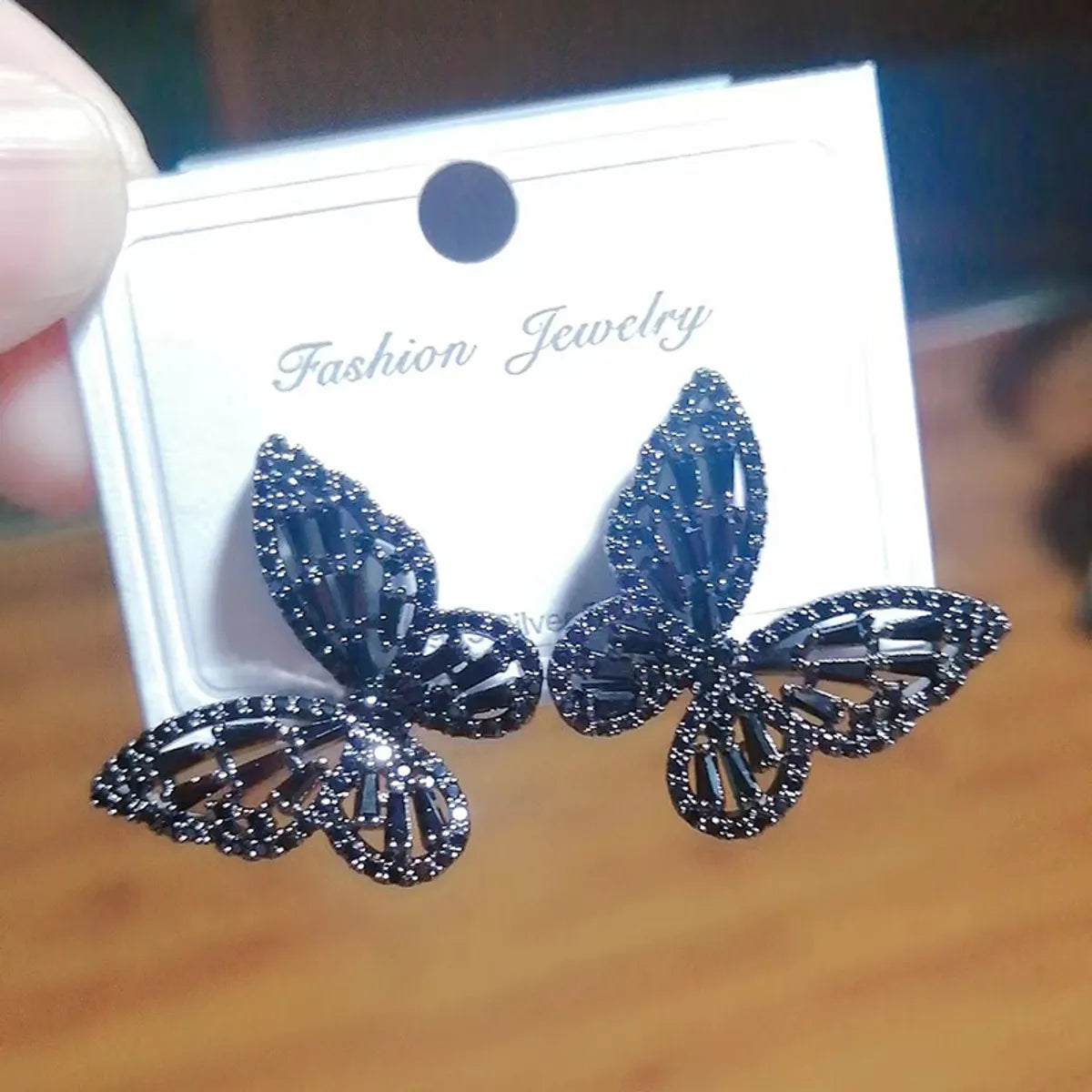 1 Pair Elegant Butterfly Inlay Copper Zircon Ear Studs