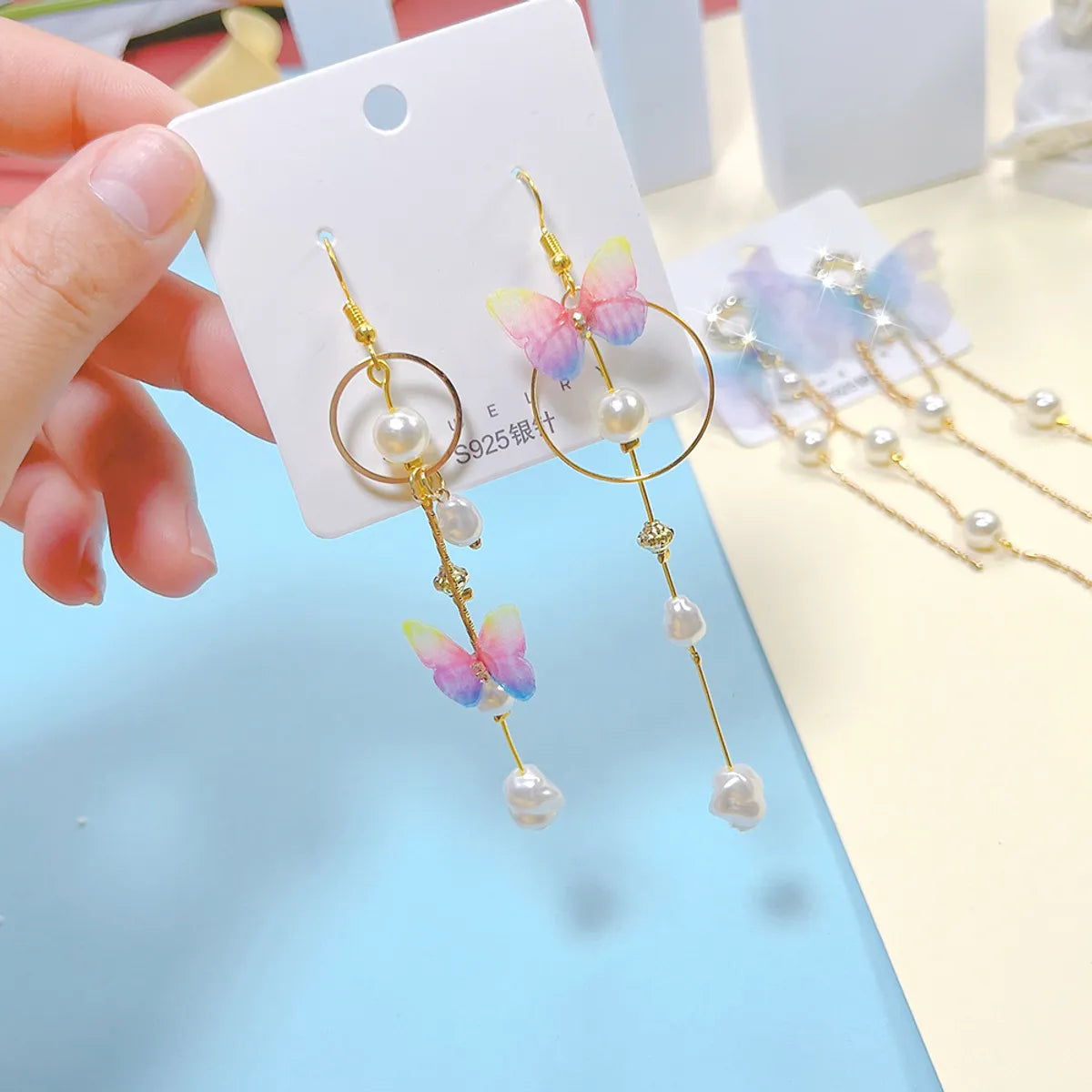 1 Pair Elegant Butterfly Plating Alloy Drop Earrings