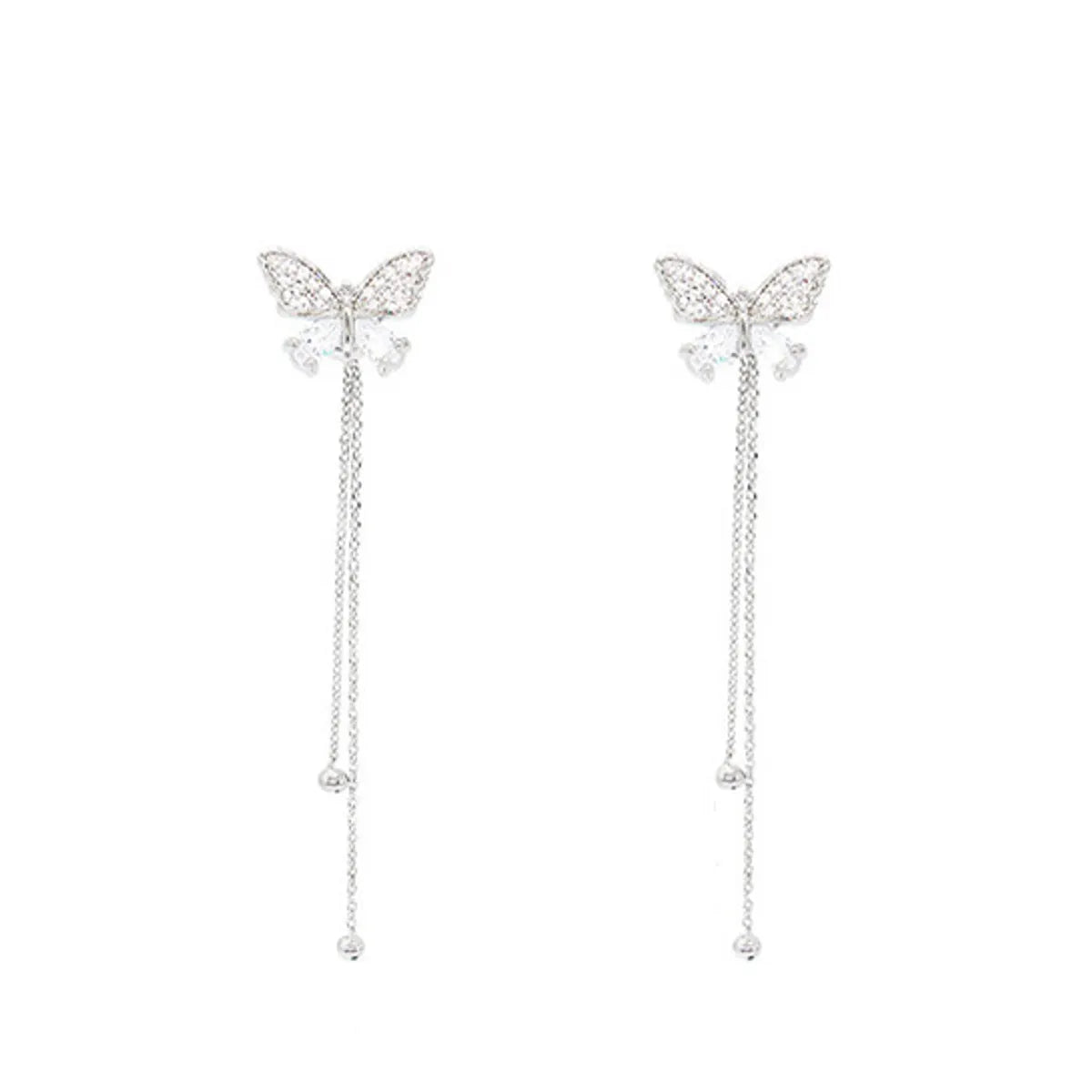 1 Pair Elegant Butterfly Plating Inlay Alloy Artificial Diamond Drop Earrings