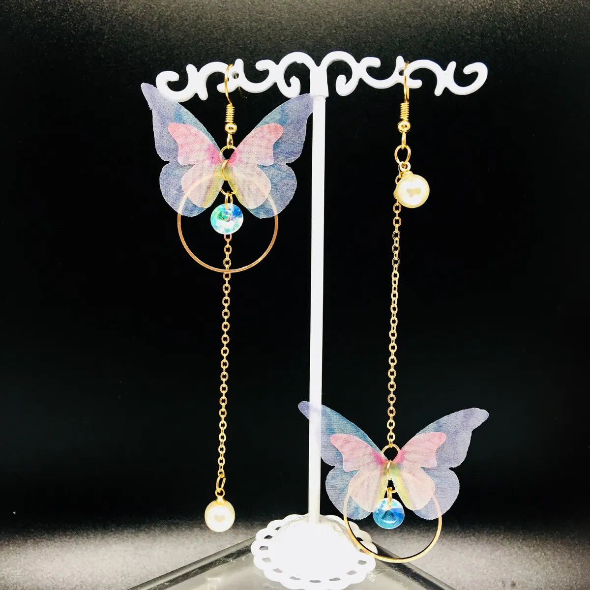 1 Pair Elegant Butterfly Plating Metal Drop Earrings