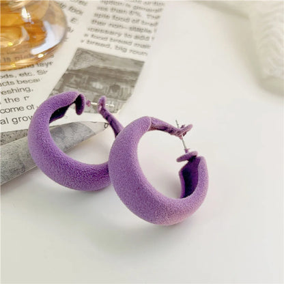 1 Pair Elegant C Shape Bow Knot Stoving Varnish Arylic Flocking Ear Studs