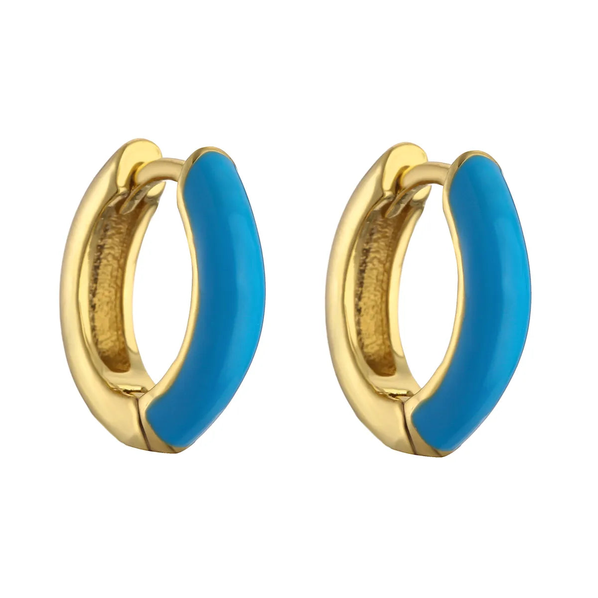 1 Pair Elegant C Shape Enamel Copper 18k Gold Plated Earrings