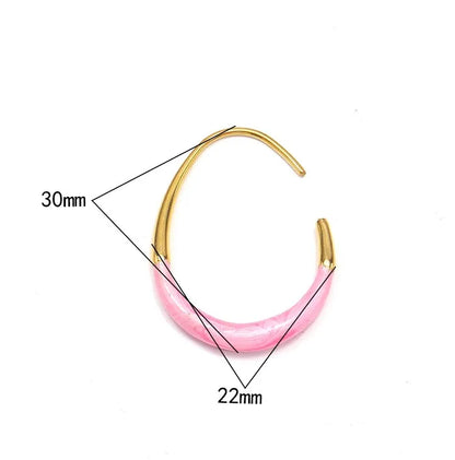 1 Pair Elegant C Shape Geometric Enamel Titanium Steel Ear Studs