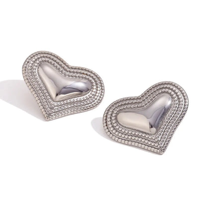 1 Pair Elegant C Shape Heart Shape Bow Knot 304 Stainless Steel Drop Earrings