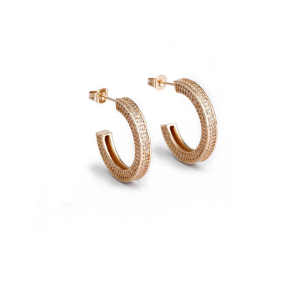 1 Pair Elegant C Shape Polishing Plating Inlay Copper Zircon 18k Gold Plated Ear Studs