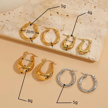 1 Pair Elegant C Shape U Shape Asymmetrical Plating Inlay 304 Stainless Steel Zircon Earrings