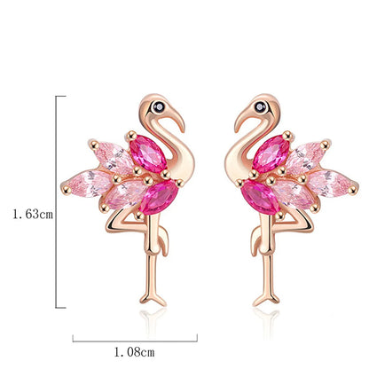 1 Pair Elegant Cartoon Style Swan Plating Inlay Sterling Silver Zircon Rose Gold Plated Ear Studs