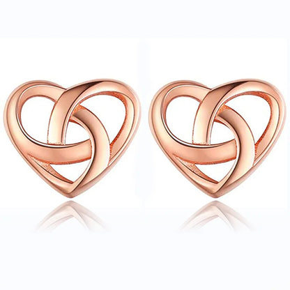 1 Pair Elegant Celtic Knot Heart Shape Sterling Silver Ear Studs