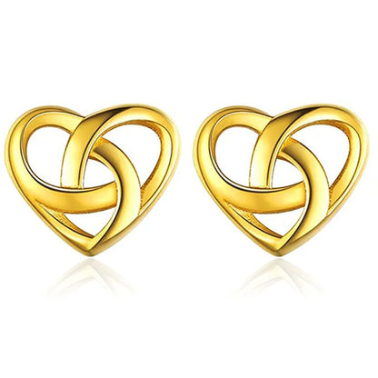 1 Pair Elegant Celtic Knot Heart Shape Sterling Silver Ear Studs