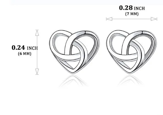 1 Pair Elegant Celtic Knot Heart Shape Sterling Silver Ear Studs